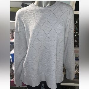 Cyrus Soft Gray Diamond Knit Top Plus Size 1X New